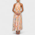 Women's Elegant Watercolour Print Maxi Dress