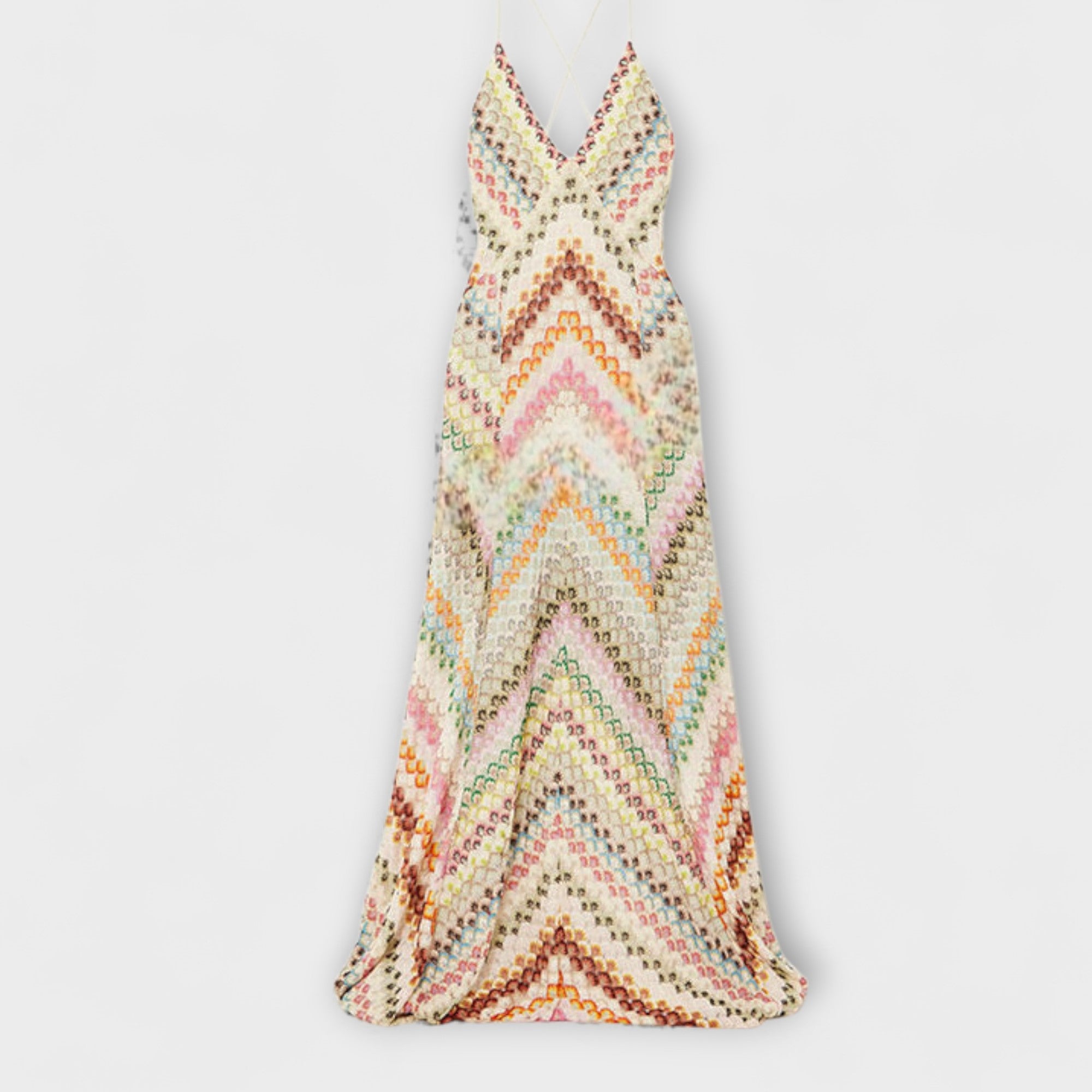Women's Bold Herringbone Print Maxi Dress