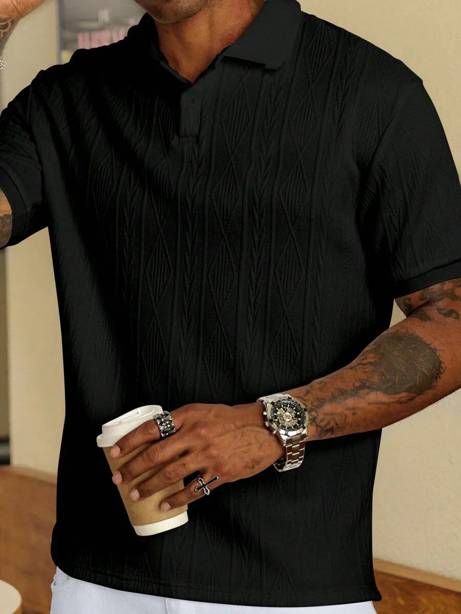 Men's Easy-Fit Button-Up Summer Polo
