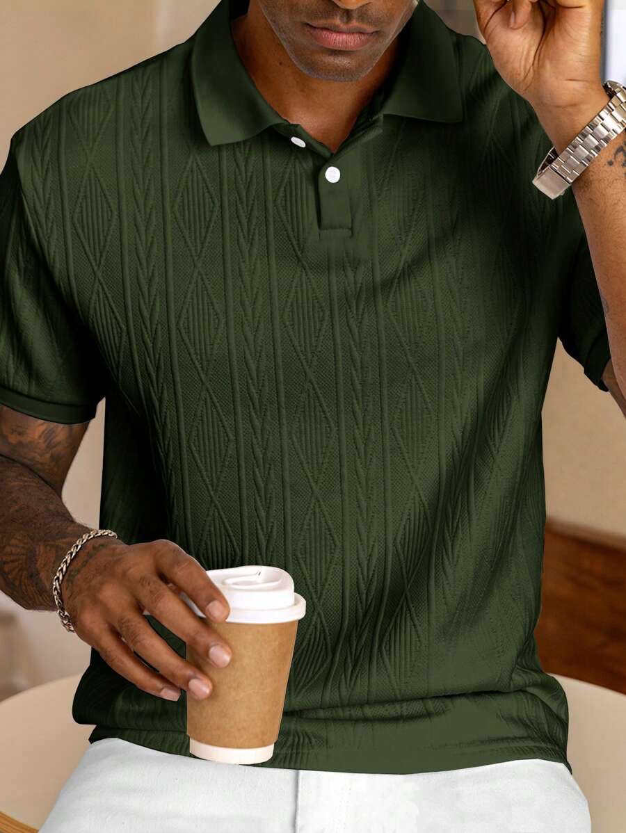 Men's Easy-Fit Button-Up Summer Polo