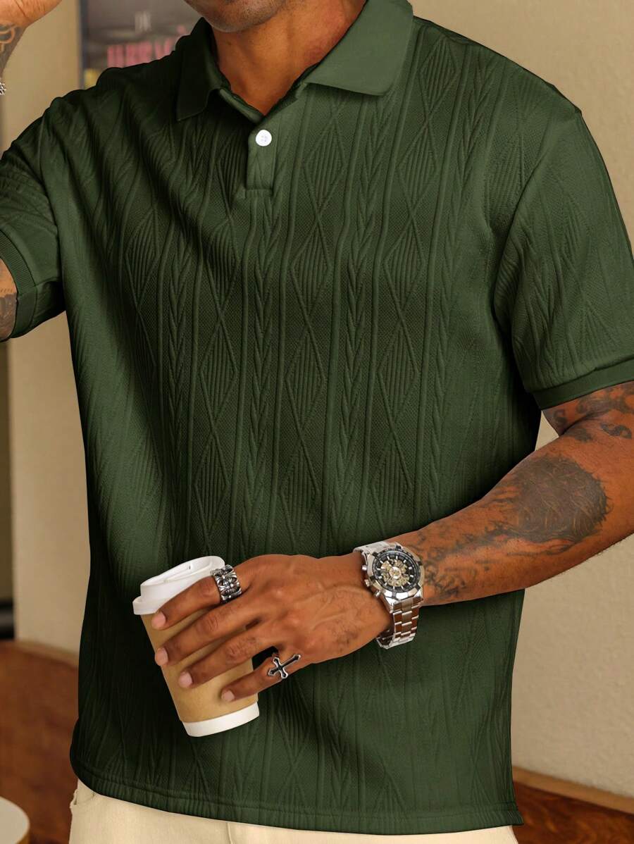 Men's Easy-Fit Button-Up Summer Polo