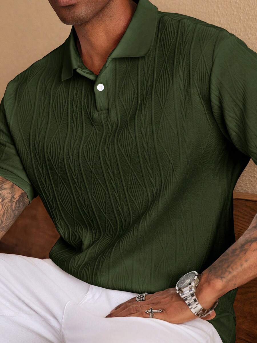 Men's Easy-Fit Button-Up Summer Polo