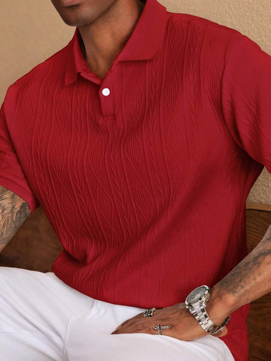 Men's Easy-Fit Button-Up Summer Polo