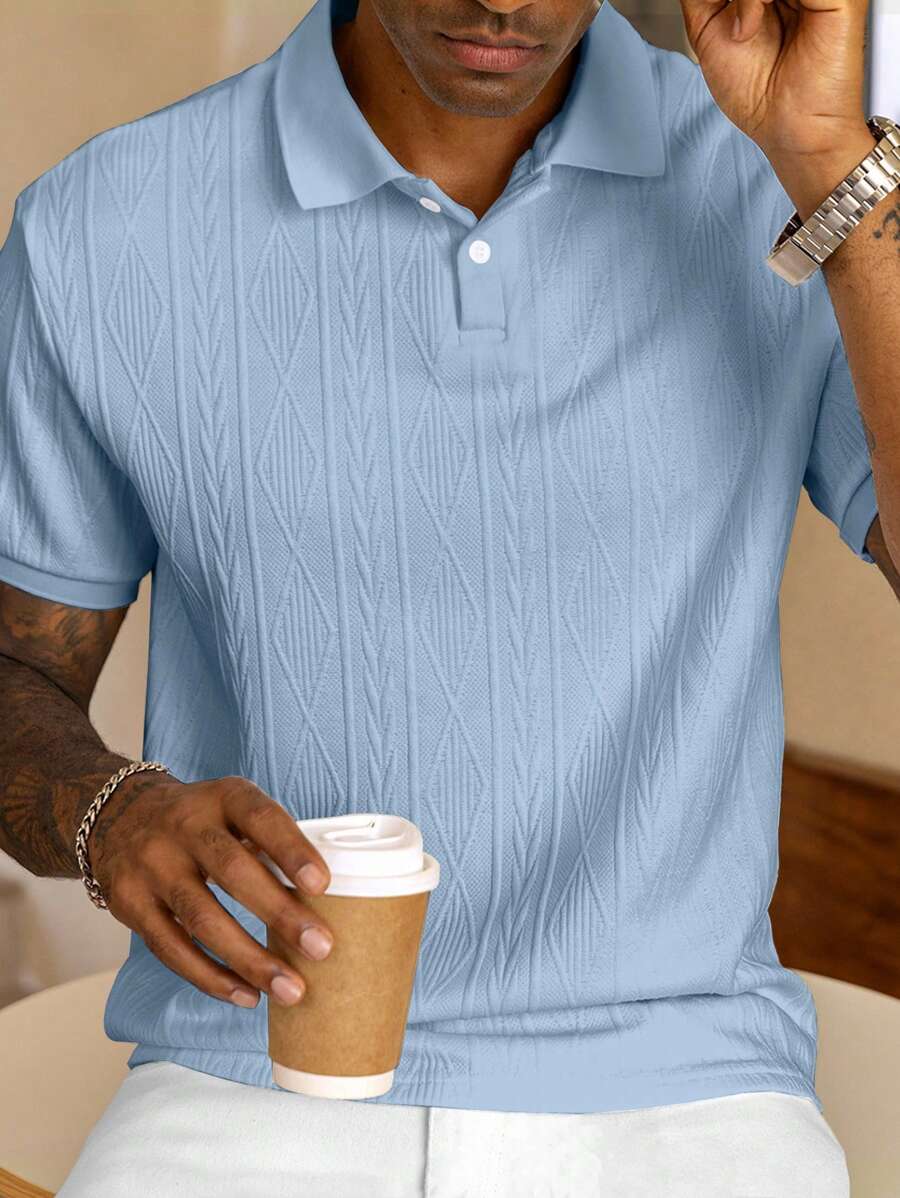 Men's Easy-Fit Button-Up Summer Polo