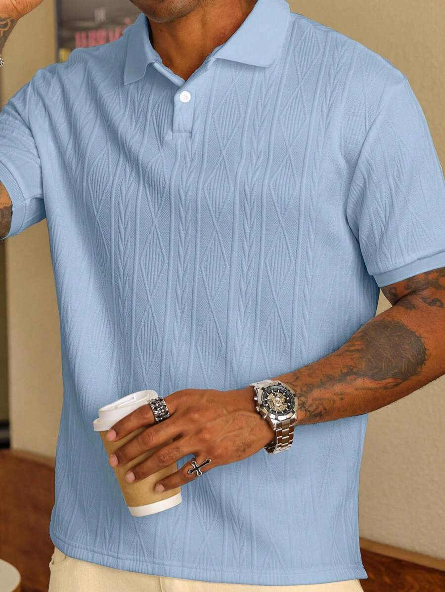Men's Easy-Fit Button-Up Summer Polo