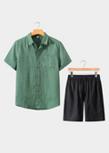 Men's Relaxed Summer Co-ord Set – Green Black