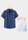 Men's Relaxed Summer Co-ord Set– Navy White