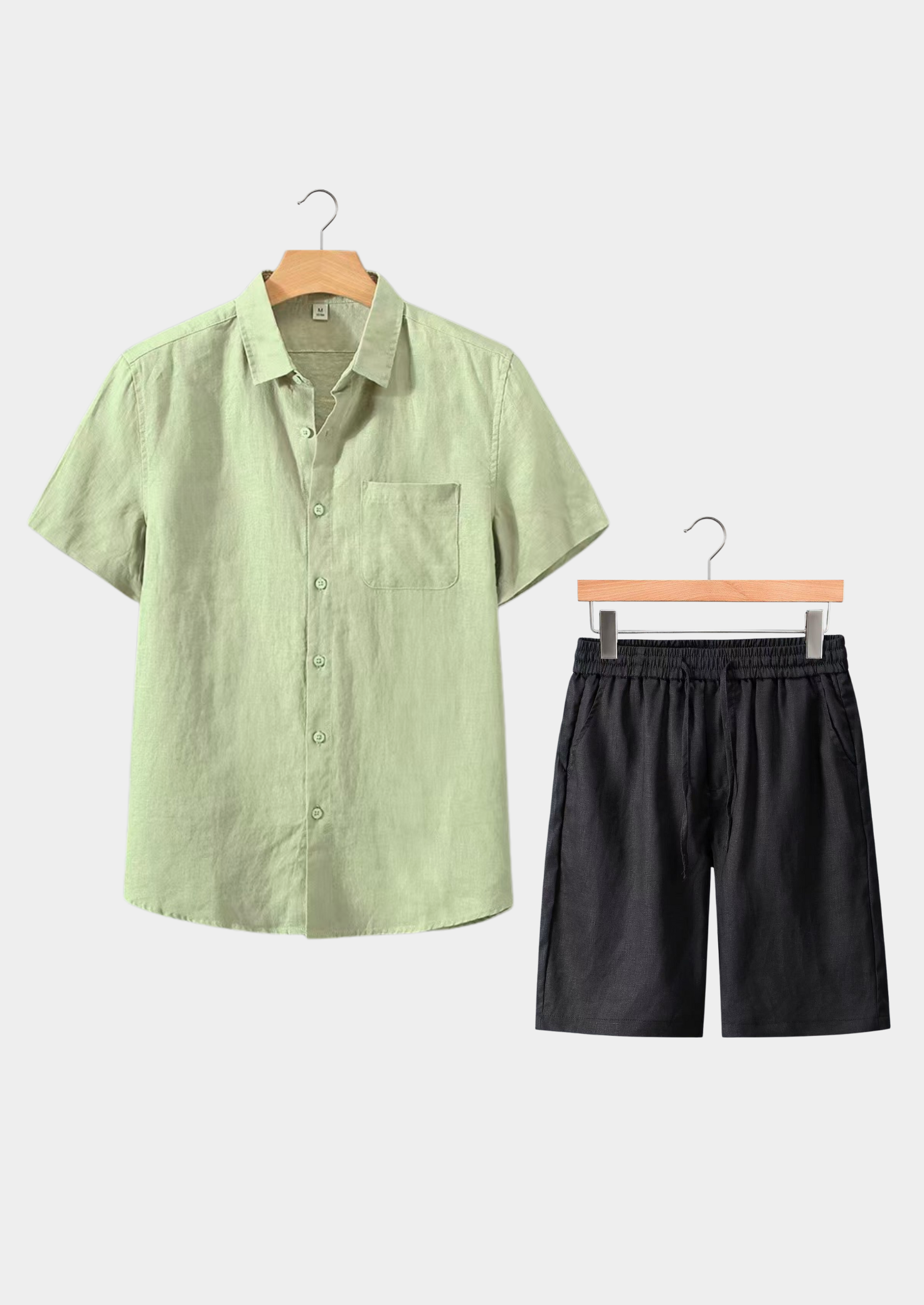 Men's Relaxed Summer Co-ord Set – Mint Green Black