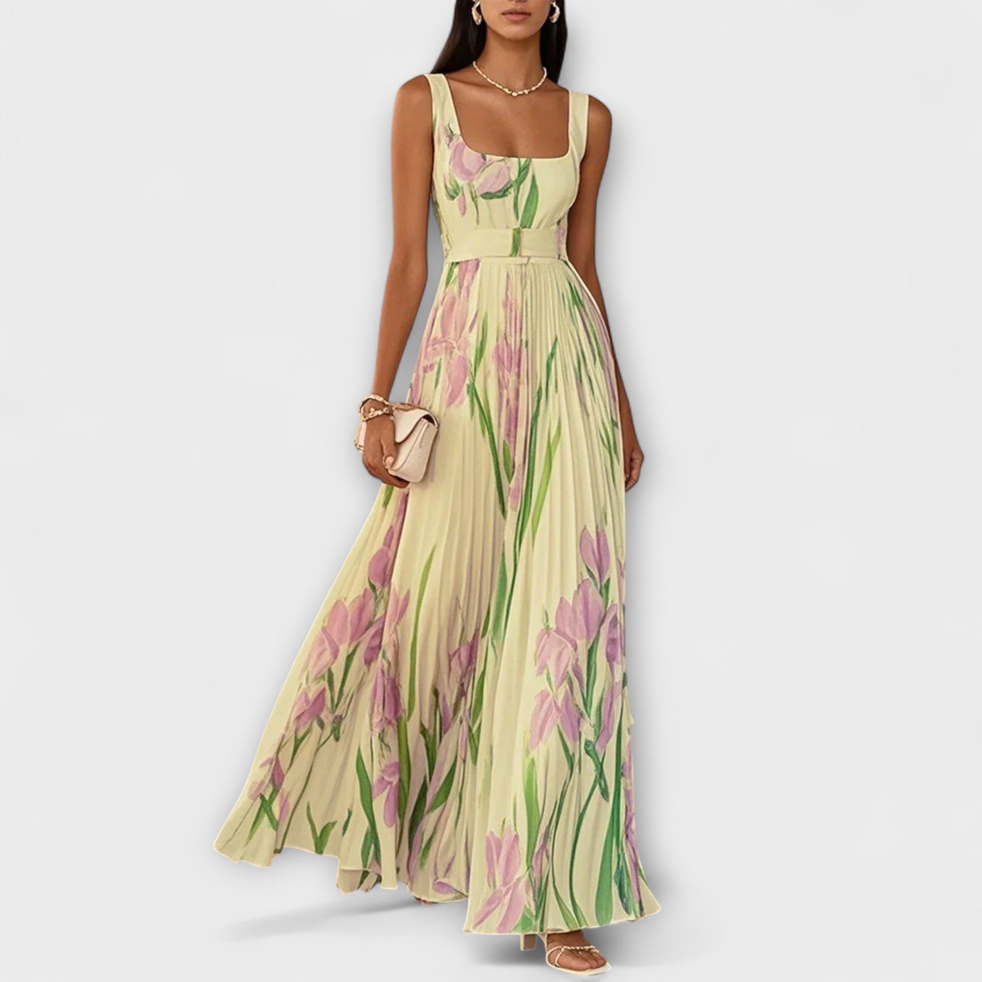 Women's Layered Floral Chiffon Maxi Dress