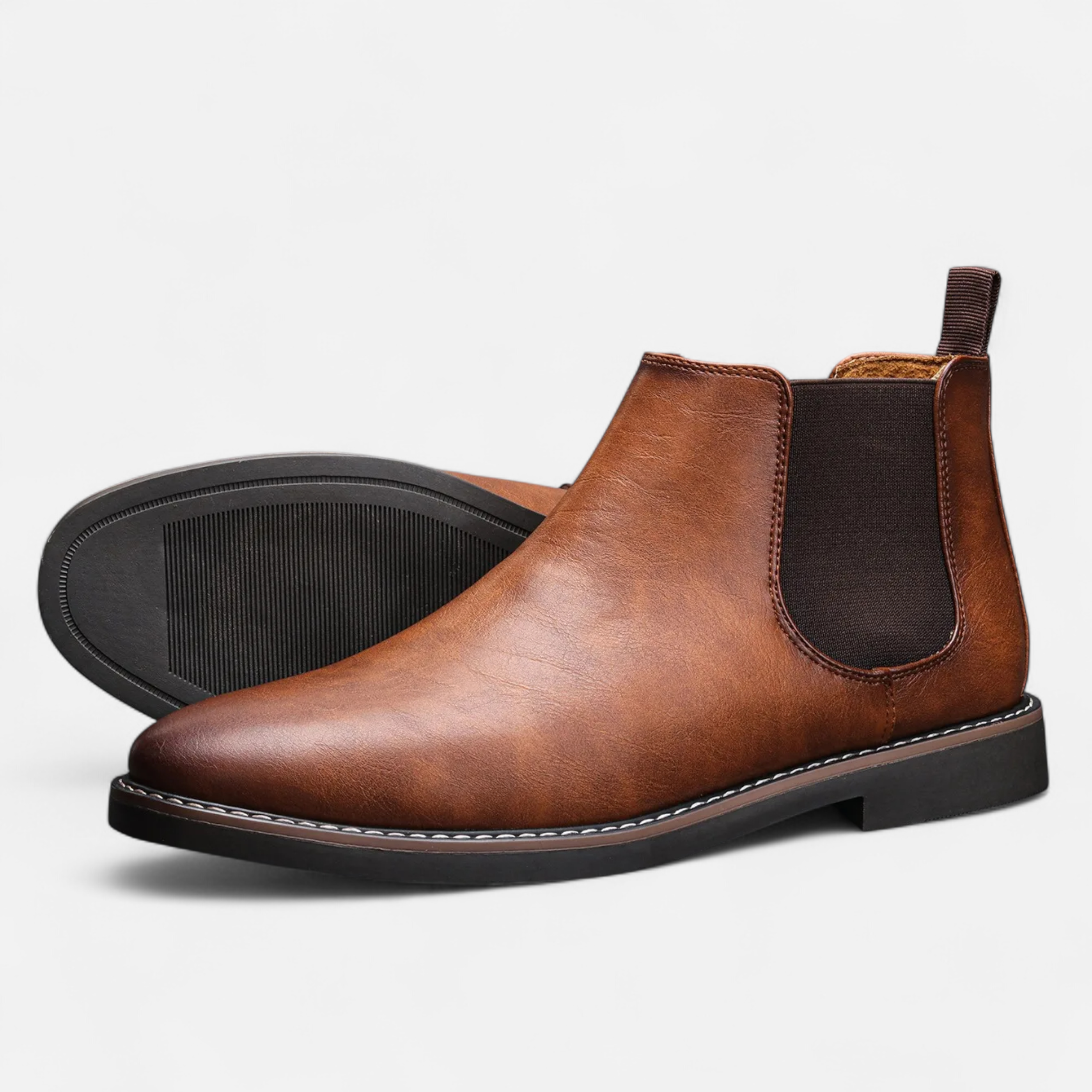 Men's Burnished Leather Chelsea Boots
