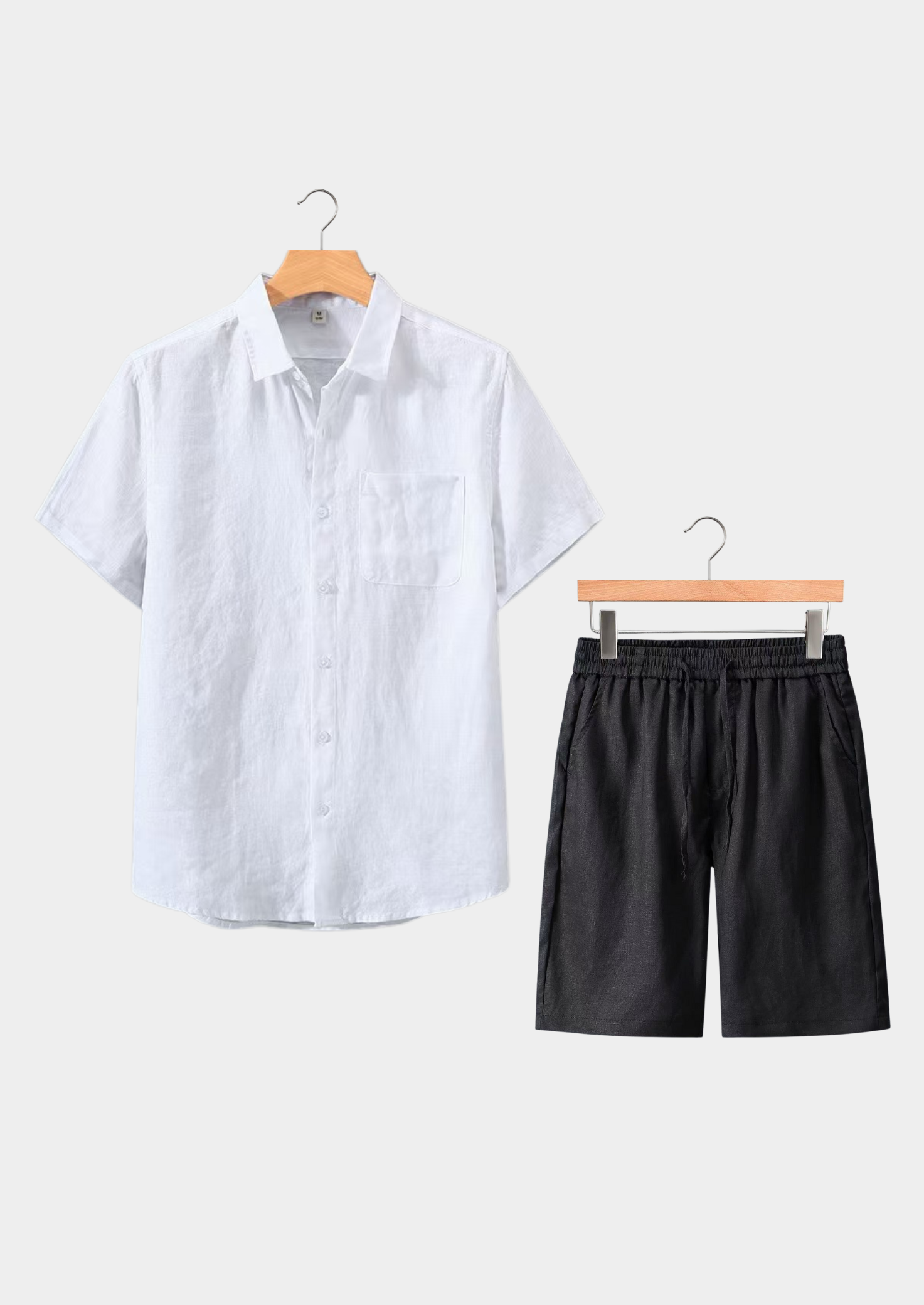 Men's Relaxed Summer Co-ord Set– White Black
