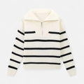 Women's Classic Striped Polo Knit Sweater
