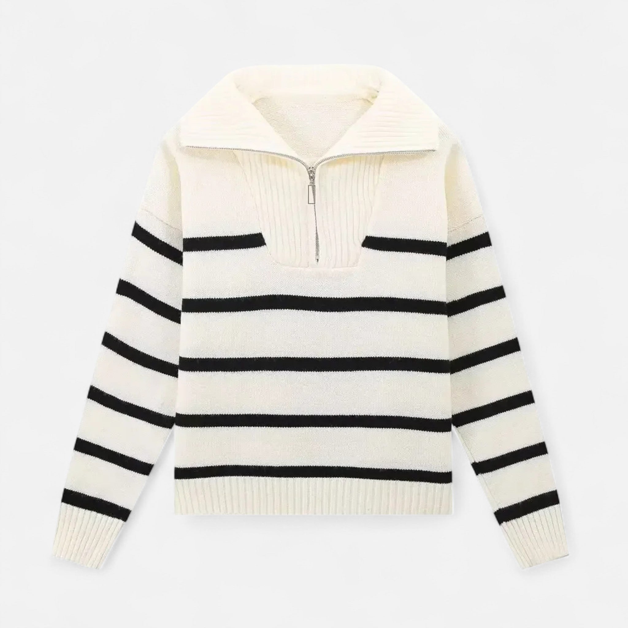 Women's Classic Striped Polo Knit Sweater