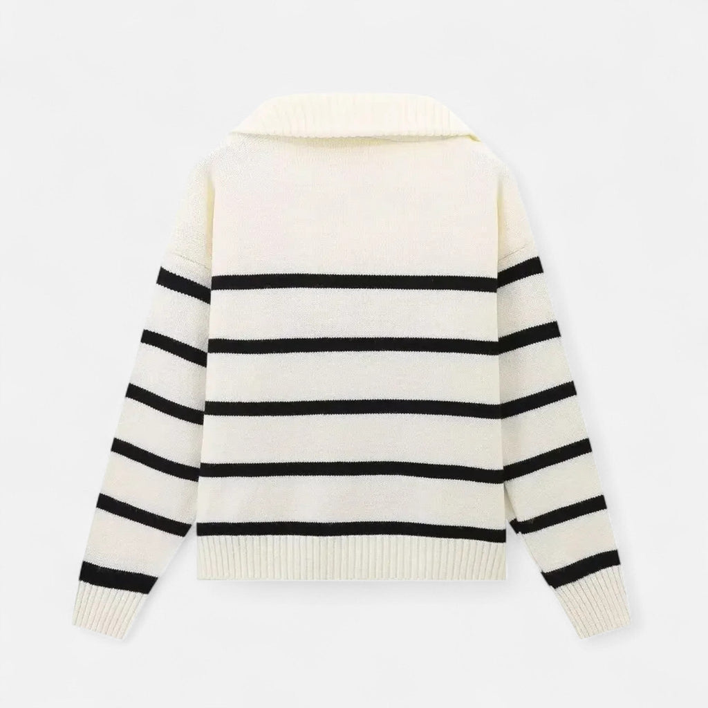 Women's Classic Striped Polo Knit Sweater