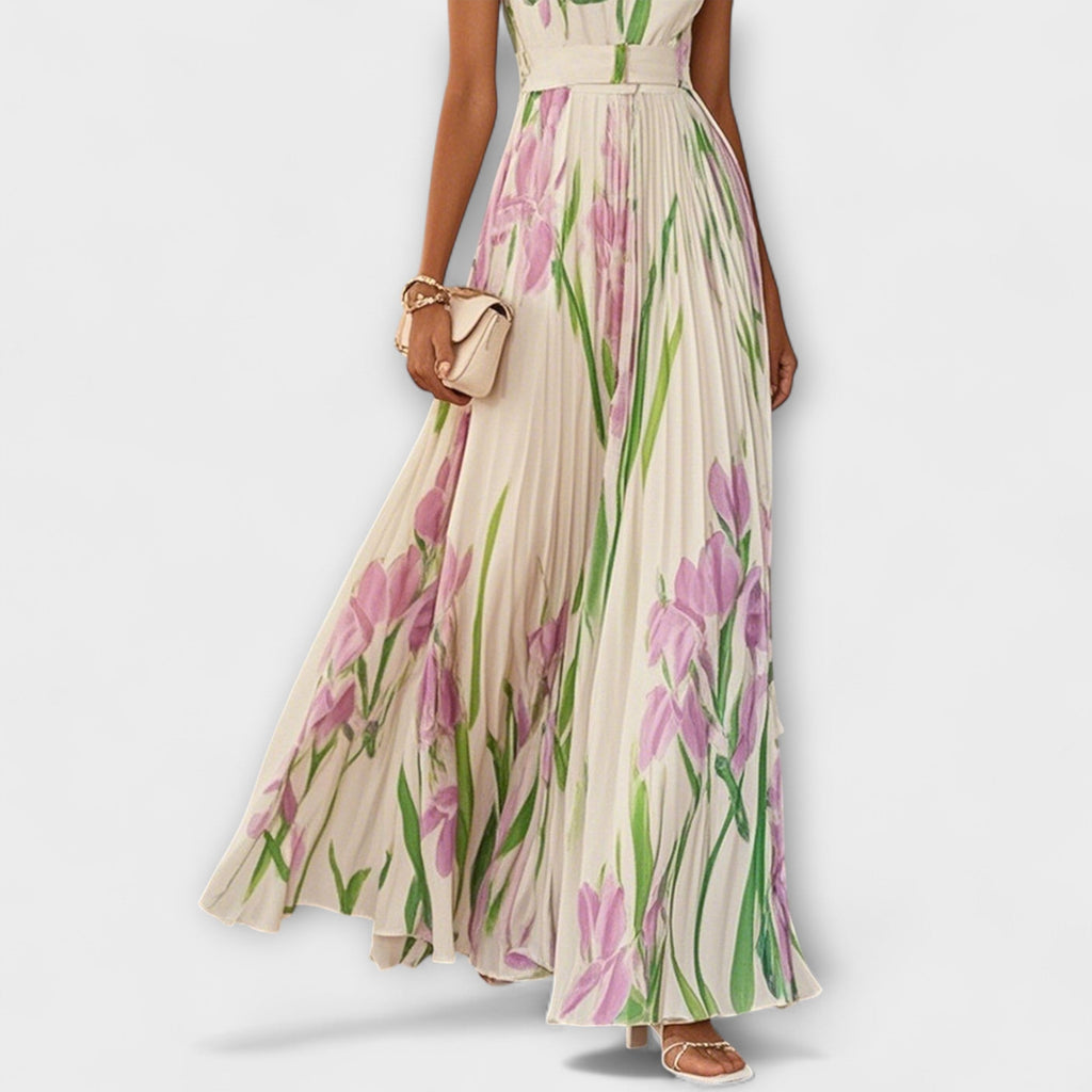 Women's Layered Floral Chiffon Maxi Dress