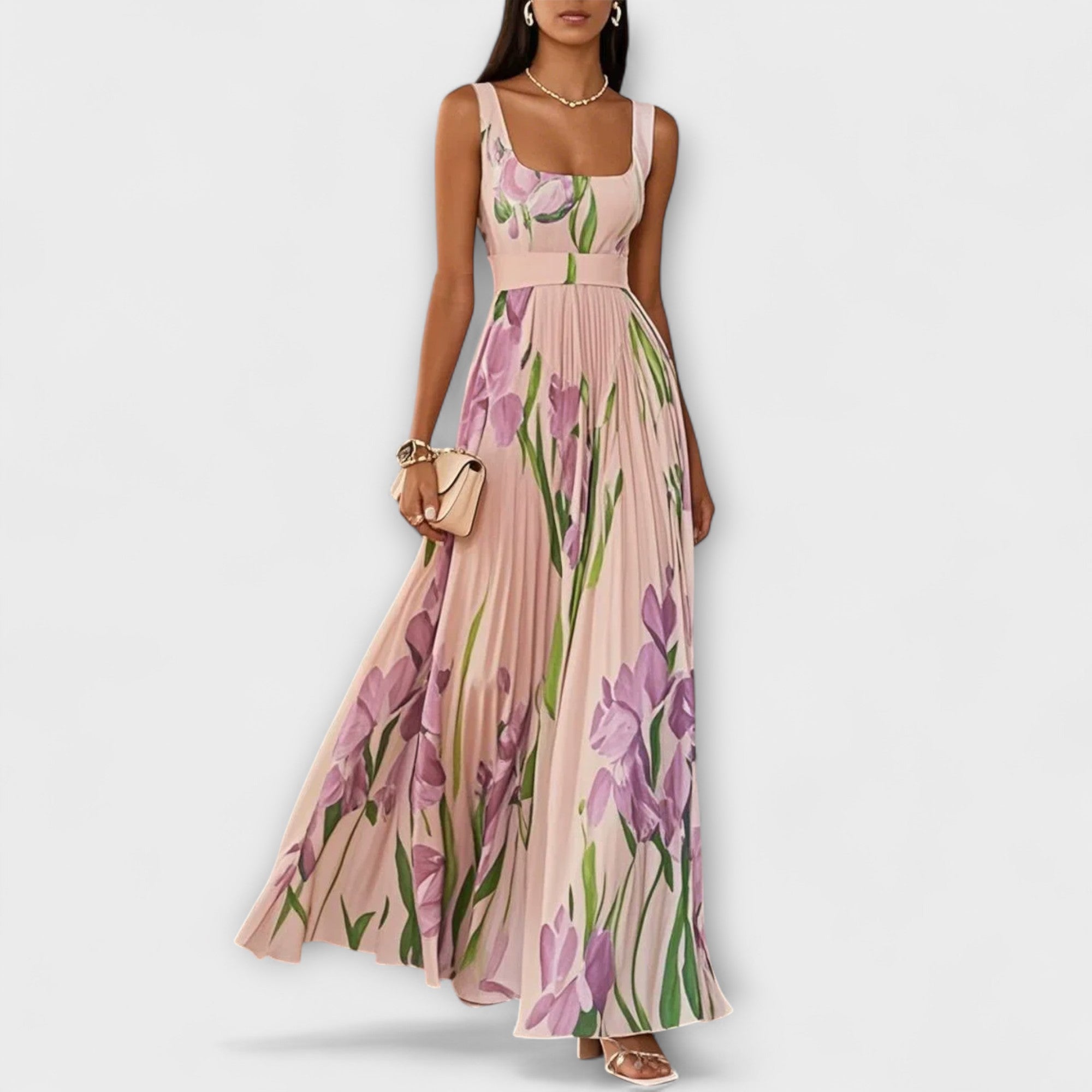 Women's Layered Floral Chiffon Maxi Dress