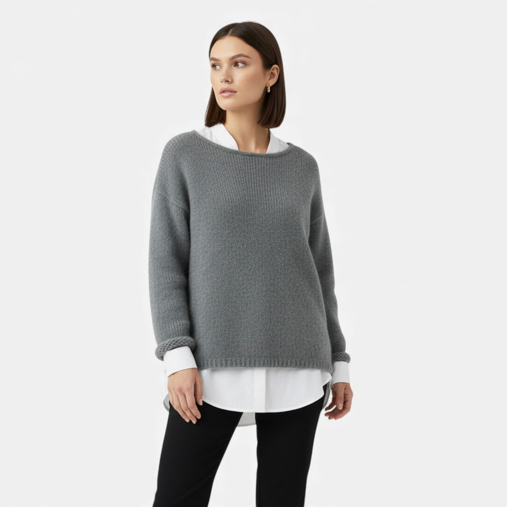 Women's Wide-Neck Knitted Winter Sweater