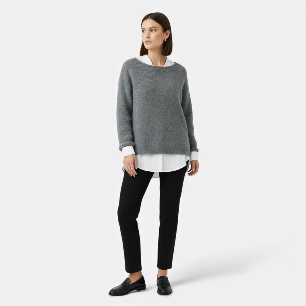 Women's Wide-Neck Knitted Winter Sweater