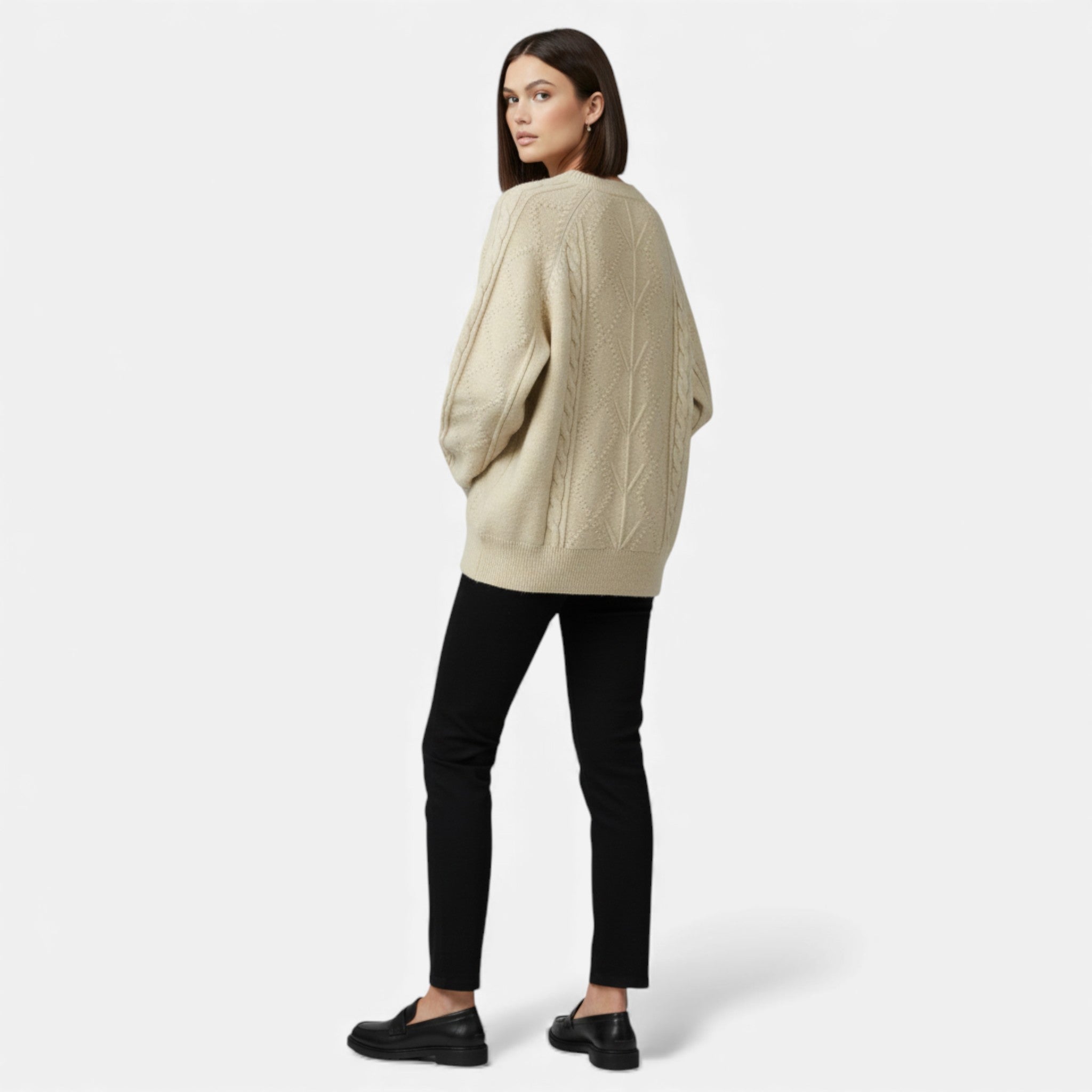 Women's Oversized Cable-Knit Winter Sweater