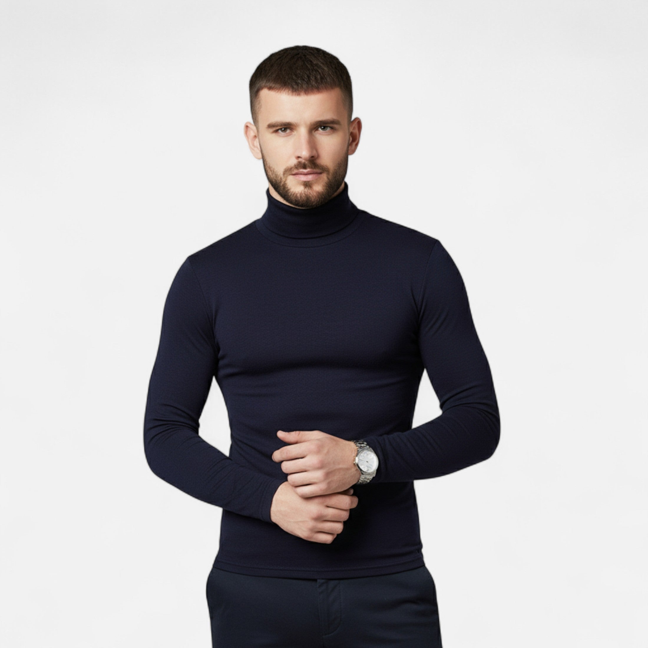Men's Fitted Stretch Turtleneck Sweater