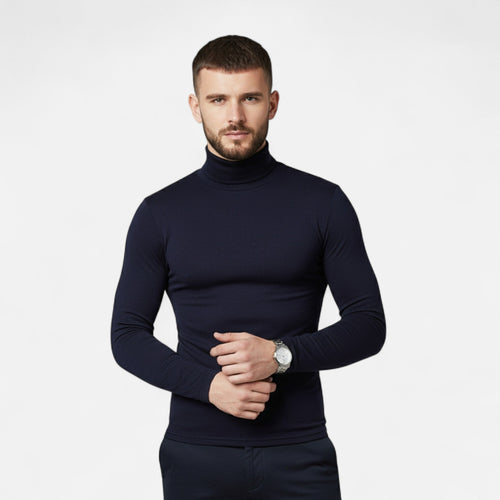 Men's Fitted Stretch Turtleneck Sweater
