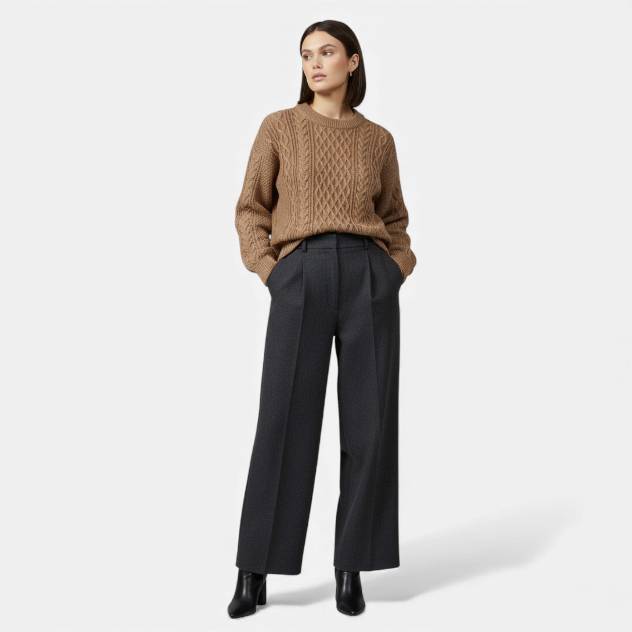 Women's Stretch Cable-Knit Sweater