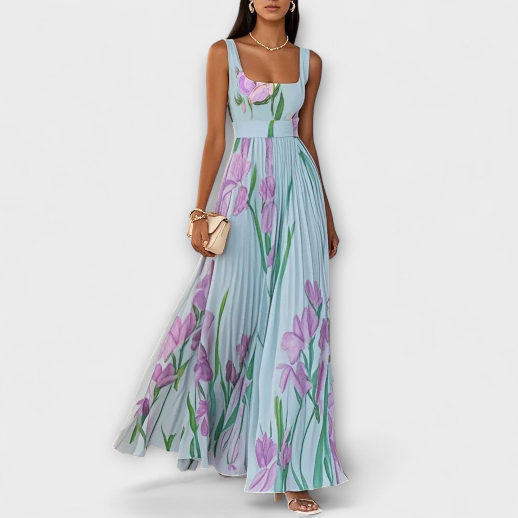 Women's Layered Floral Chiffon Maxi Dress