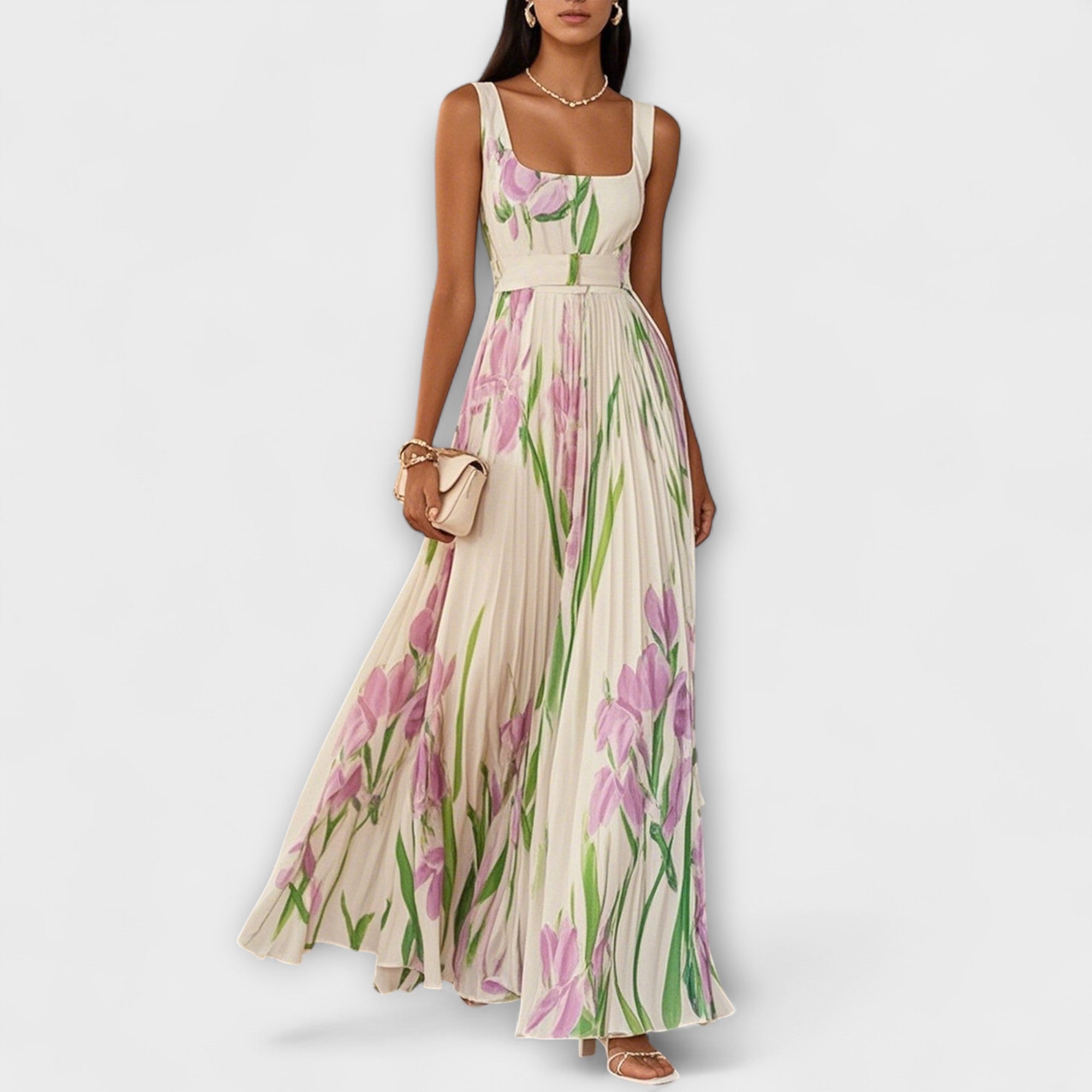 Women's Layered Floral Chiffon Maxi Dress