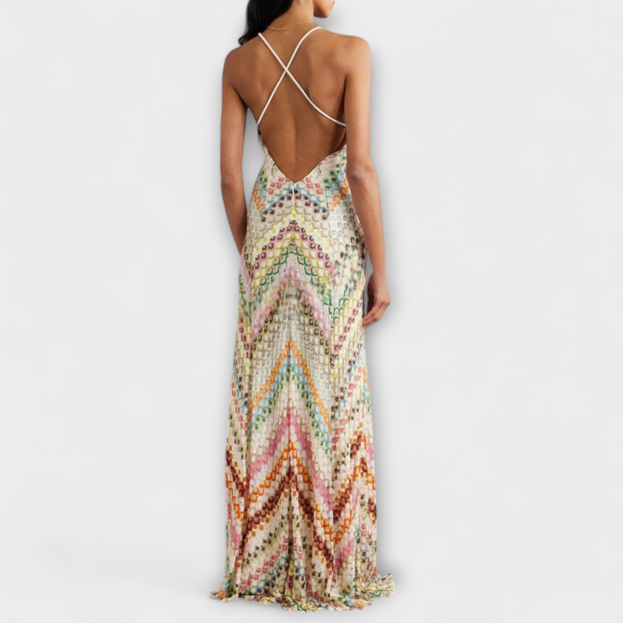 Women's Bold Herringbone Print Maxi Dress
