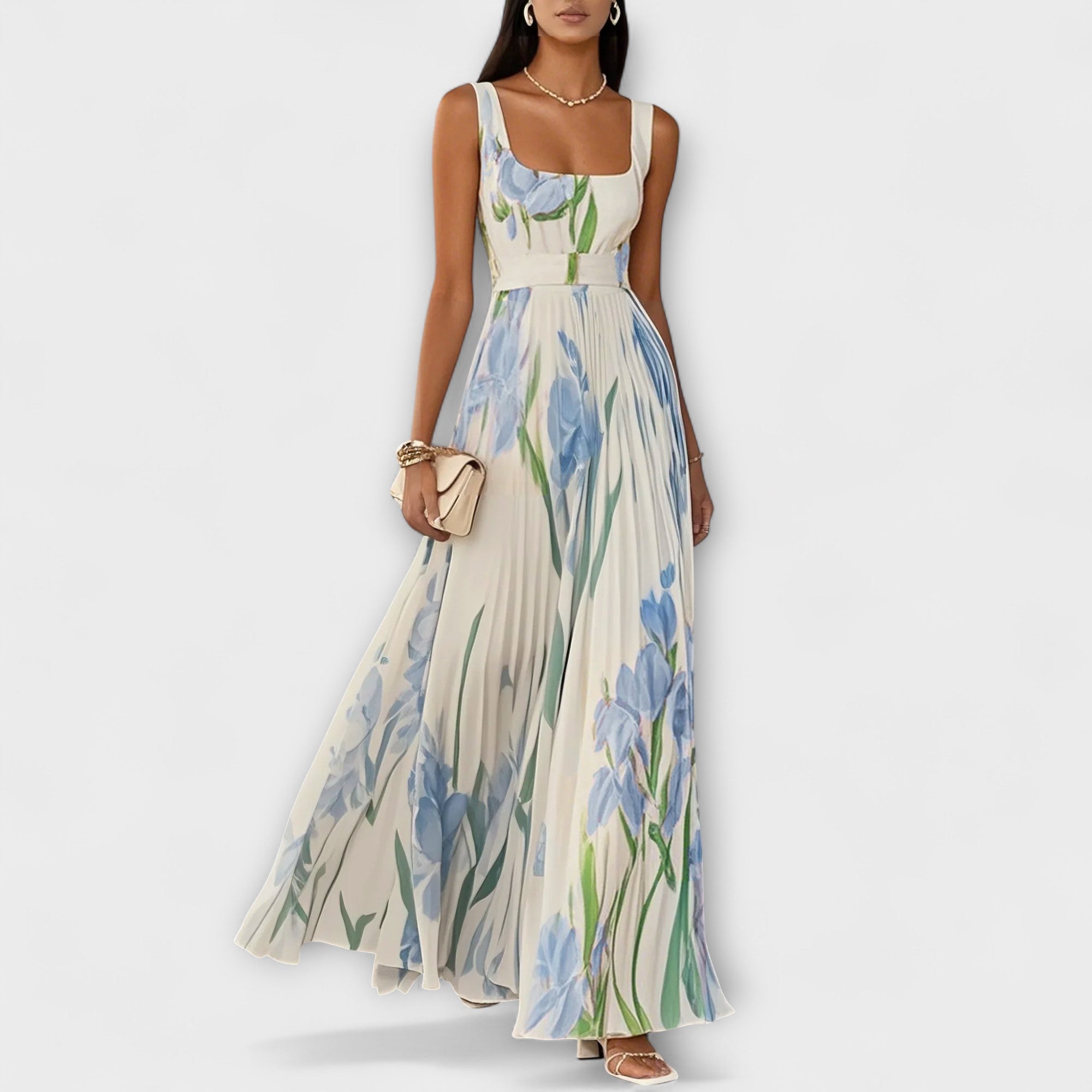 Women's Layered Floral Chiffon Maxi Dress